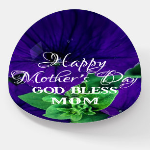 Mother's Day Purple Flower Photo God Bless Mom     Paperweight