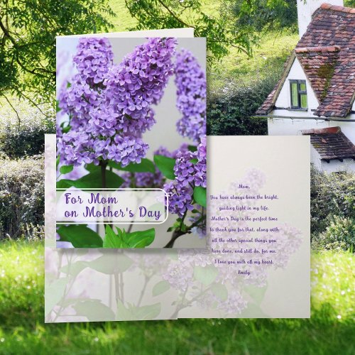 Mothers Day Purple Lilacs Message Greeting Card