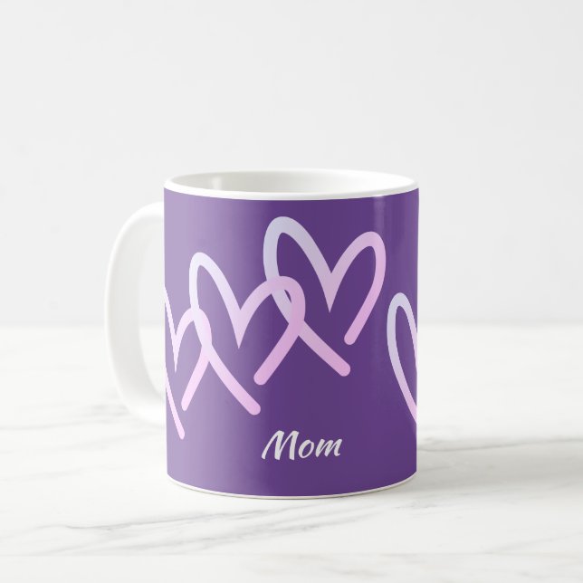 Mother's Day Purple Triple Heart Coffee Mug (Front Left)