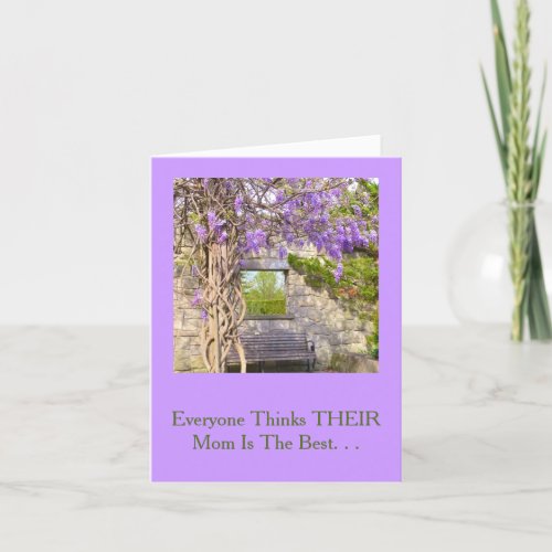 MOTHERS DAYPURPLE WISTERIATHINK MY MOMS BEST THANK YOU CARD