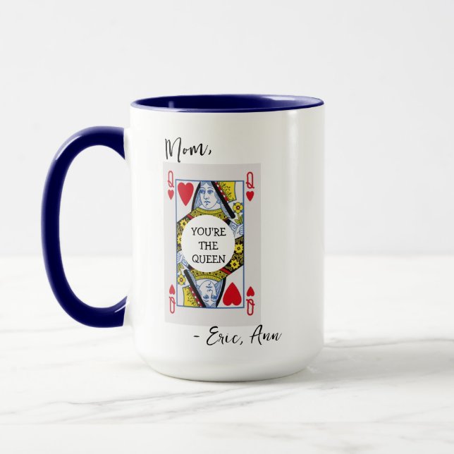 Mothers Day Queen of Hearts Custom Coffee Mug (Left)