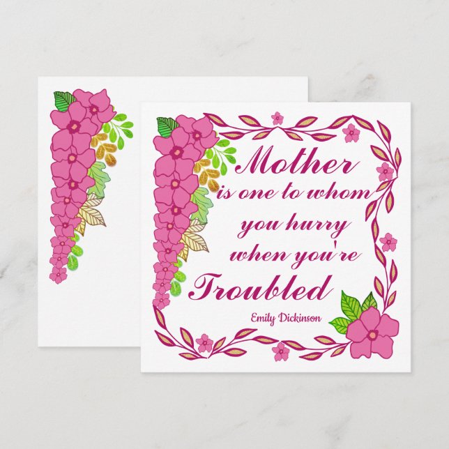 Mother's day quote by Emily Dickinson Card (Front/Back)