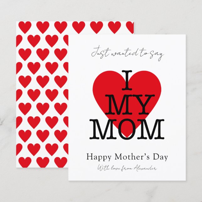 Mothers day quote i love my mom red heart budget (Front/Back)