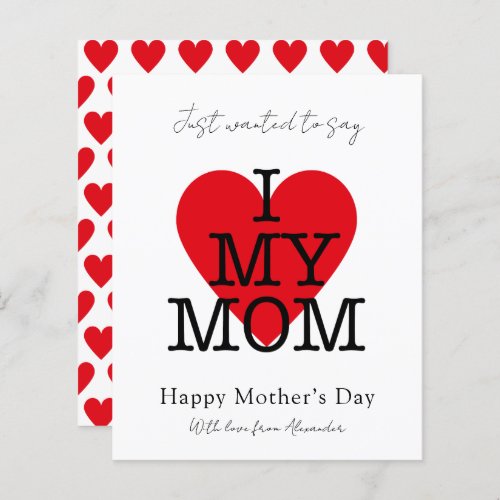 Mothers day quote i love my mom red heart budget