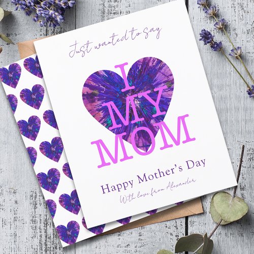 Mothers day quote i love my mom watercolor heart 