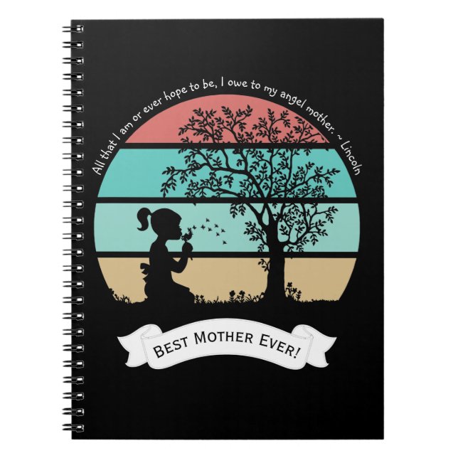 Mother's Day Quote Sitting Under Tree Angel Mother Notebook (Front)