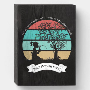 Mother's Day Quote Sitting Under Tree Angel Mother Wooden Box Sign