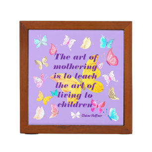 Mother's Day Quote With Watercolor Butterflies Desk Organizer