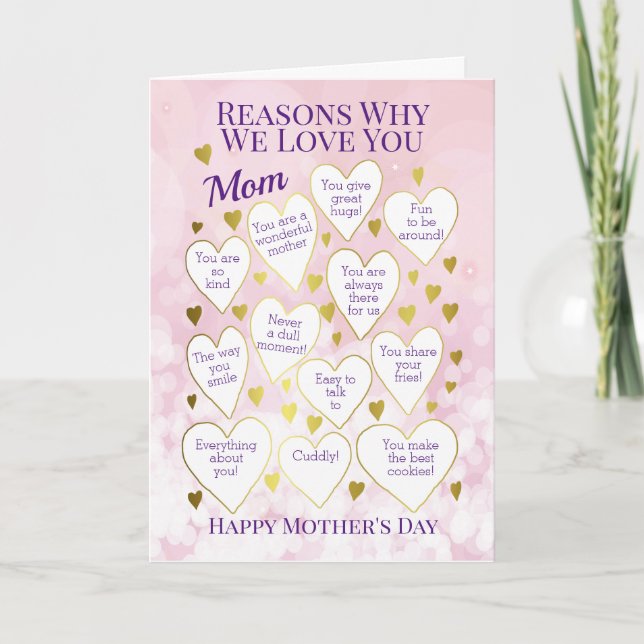 Mother's Day Reasons Why I Love You Card (Front)