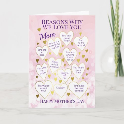 Mothers Day Reasons Why I Love You Card