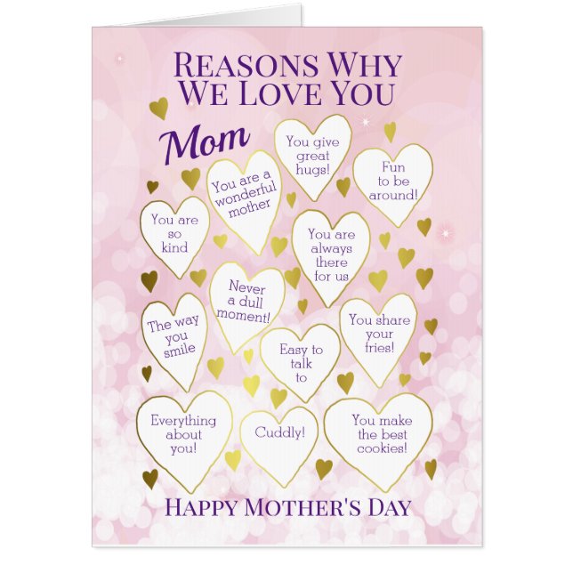 Mother's Day Reasons Why I Love You Oversized  Card (Front)