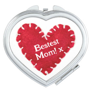 Mother's Day Red Felt Heart Compact Mirror
