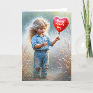 Mother's Day Red Heart Balloon Card