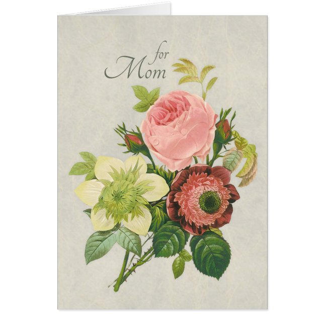 Mother's Day Redouté Pink rose CC1111 Card (Front)