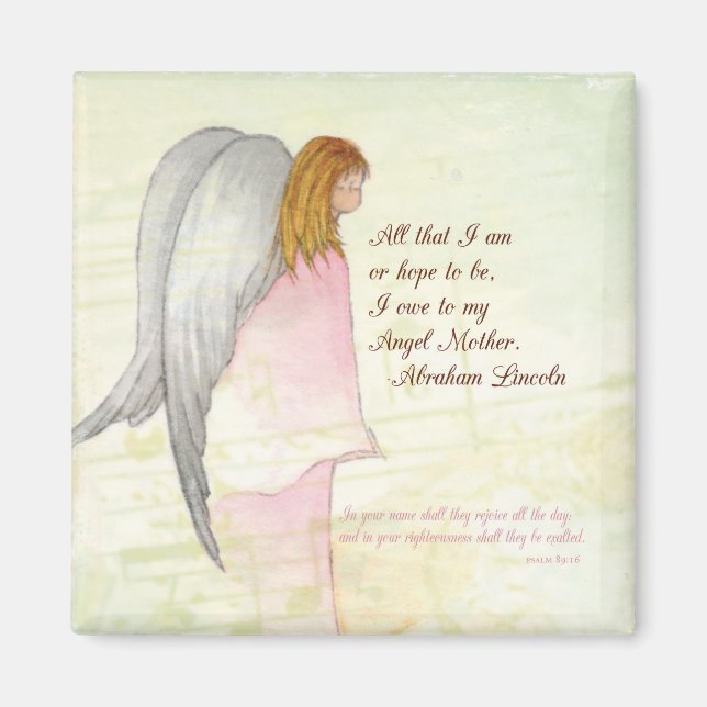 Mother's Day Religious Angel, Square Gift Magnet (Front)