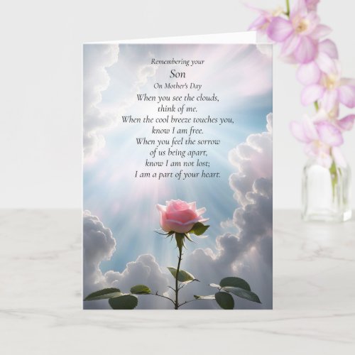Mothers Day Remembrance of Son with Loving Thought Card
