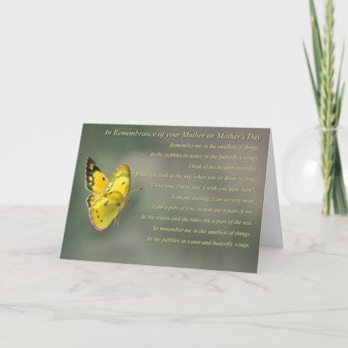 Mothers Day Remembrance Spiritual with Butterfly Card