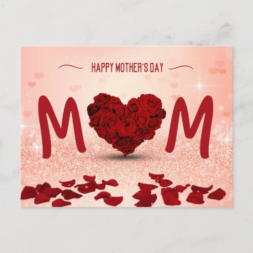 Mothers Day Rose Heart Bouquet _ Postcard