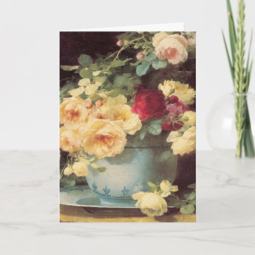 Mothers Day Roses in Porcelain Bowl Card