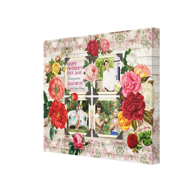 Mother's Day Roses Instagram Vintage Photo Collage Canvas Print