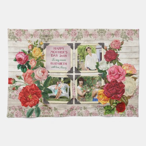 Mothers Day Roses Instagram Vintage Photo Collage Towel