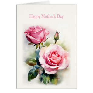 Mothers Day Roses Painted Watercolor Cards