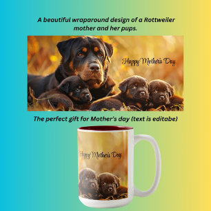 Mother's day rottweiler & pups Two-Tone coffee mug