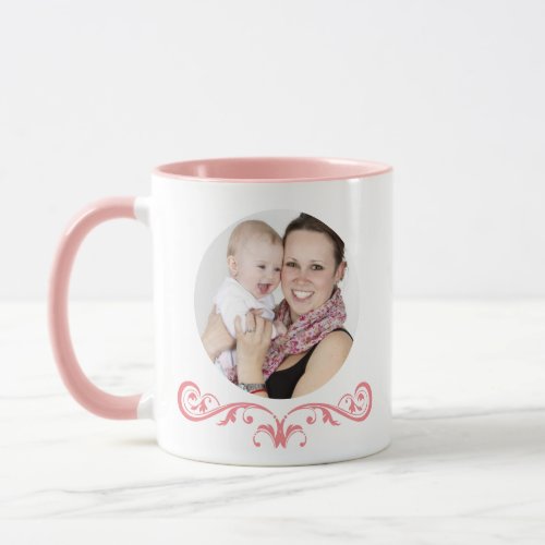 Mothers Day Round Photo Delicate Pink Coffee Mug