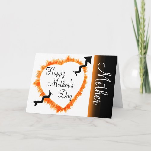 Mothers Day Rustic Hollow Orange Heart Outline Card