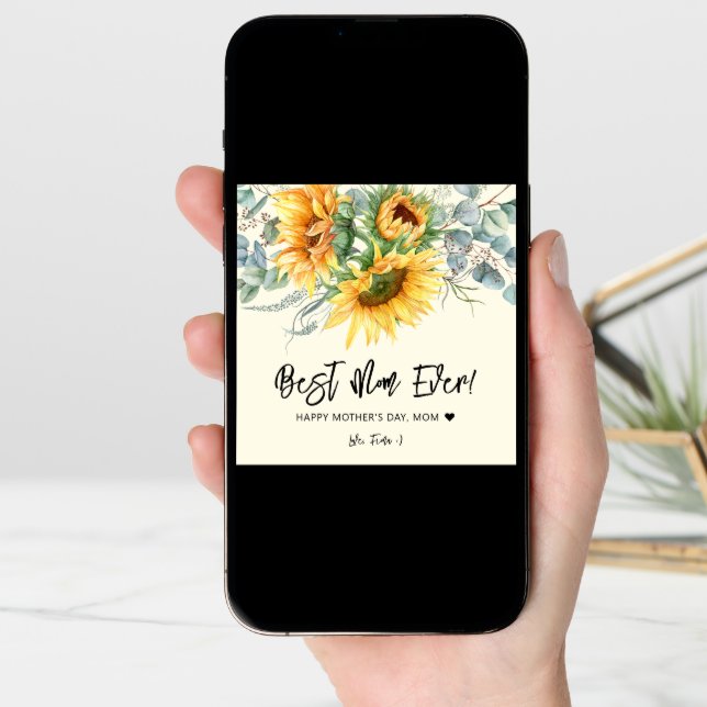 Mother's Day Rustic Sunflower Eucalyptus Greenery Card (Front Digital)