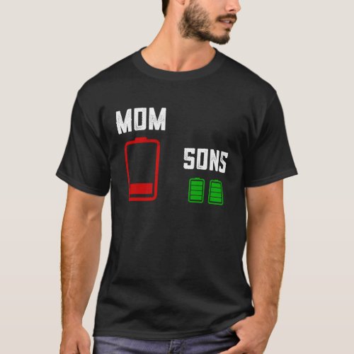 Mothers Day s For Mom From Son Twin Mom  Low Batte T_Shirt