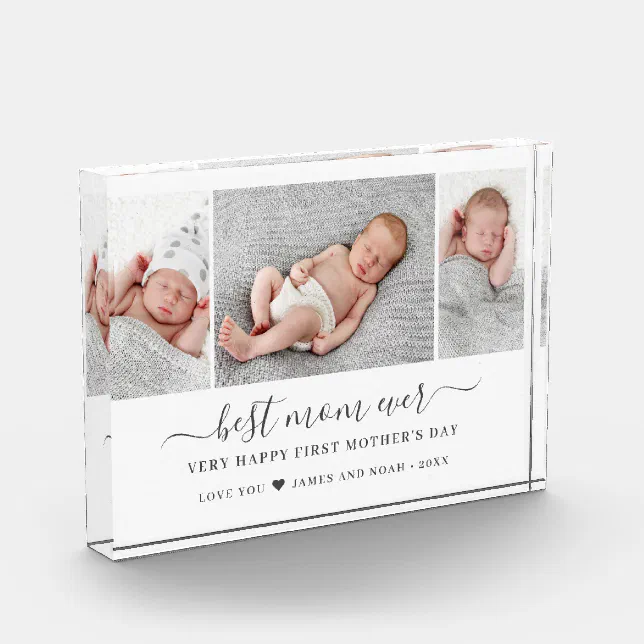 Mother's Day Script Best Mom Ever Photo Block | Zazzle