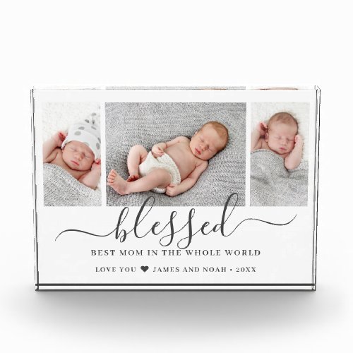 Mothers Day Script Blessed Best Mom Ever Photo Block
