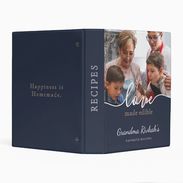 Mother's Day Script Grandma Love Photo V2 Recipe Mini Binder (Background)