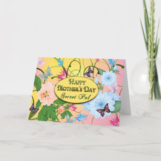 MOTHER'S DAY - SECRET PAL - BUTTERFLIES/FLOWERS CARD (Front)
