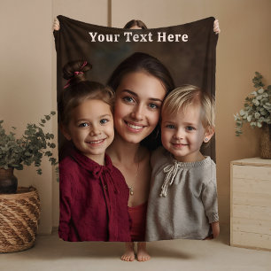 Mothers Day Sherpa Blanket Custom Photo Text Gifts