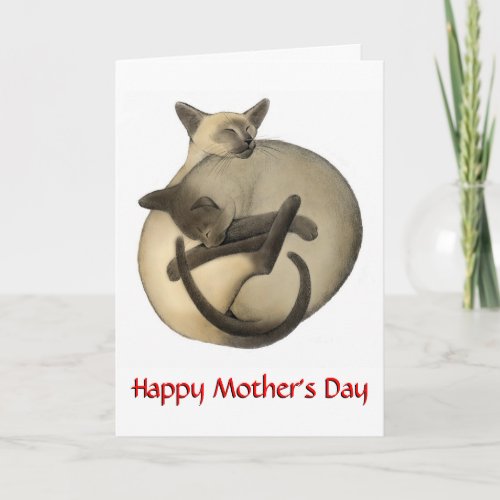 Mothers Day Siamese Cats Card