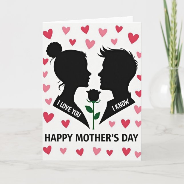 Mothers Day Silhouette Rose Card (Front)