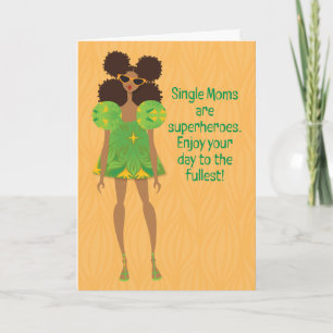 Mother's Day - Single moms are superheroes Letterpress Thank You Card