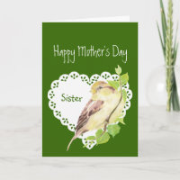 Mother's Day Sister Cute Watercolor Sparrow