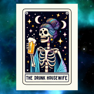 Mother's Day Skeleton The Drunk Housewife Tarot Card