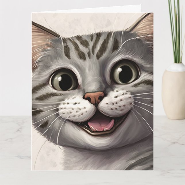 MOTHER'S DAY SMILING CAT GREETING CARD (Front)