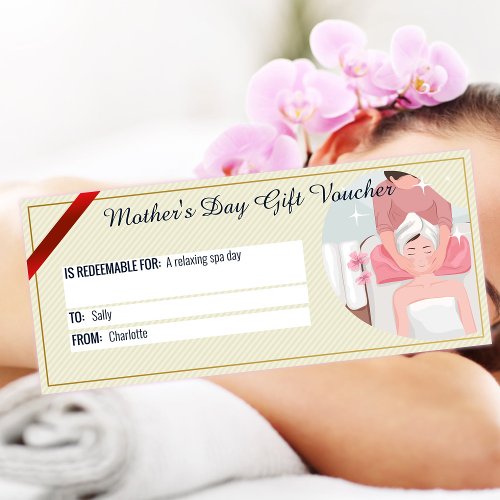Mothers Day Spa Day Gift Voucher Card