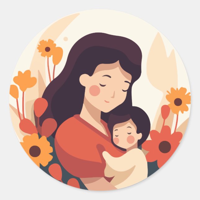 Mother's Day Sticker - Loving Embrace Design (Front)