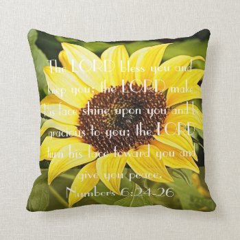 Mother's Day Sunflower Bible Verse Pillow by LPFedorchak at Zazzle