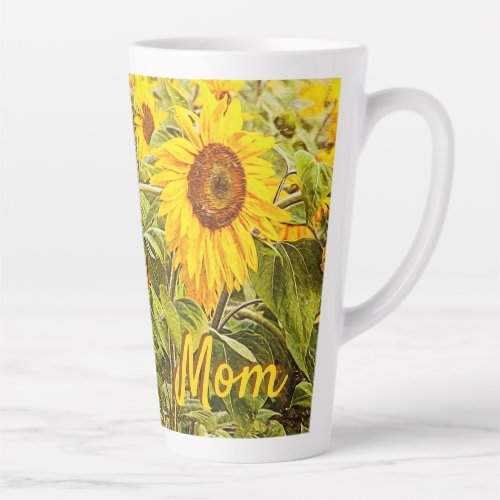 Mothers Day Sunflower Yellow Rustic Vintage Mom Latte Mug