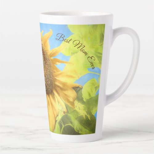 Mothers Day Sunflower Yellow Rustic Watercolor Latte Mug