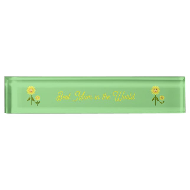 Mothers Day Sunflowers Custom Best Mom Desk Name Plate (Front)