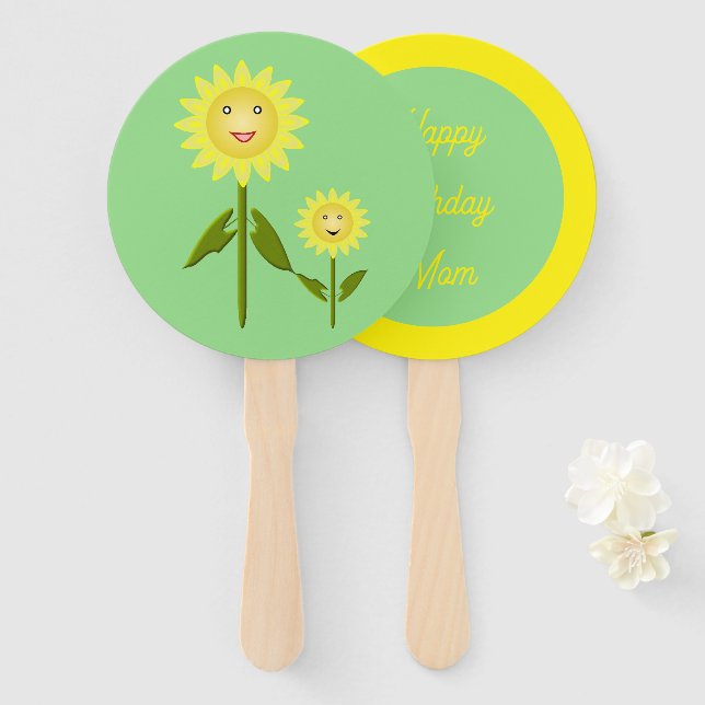 Mothers Day Sunflowers Custom Birthday Hand Fan (Front and Back)