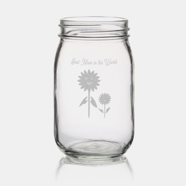 Mothers Day Sunflowers Custom Mason Jar (Glassware)